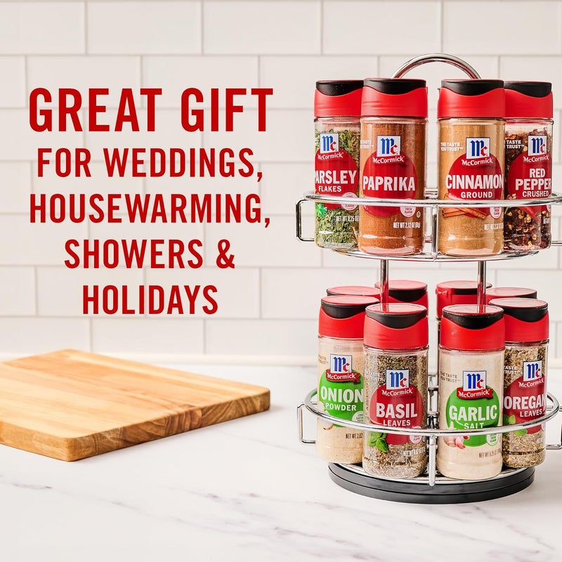 McCORMICK Spice Rack, Two Tier Chrome, Featuring 16 Herbs & Spices for Everyday Cooking, Great Gift for Housewarming, Wedding & Bridal Shower, 26.09 oz - Image 4